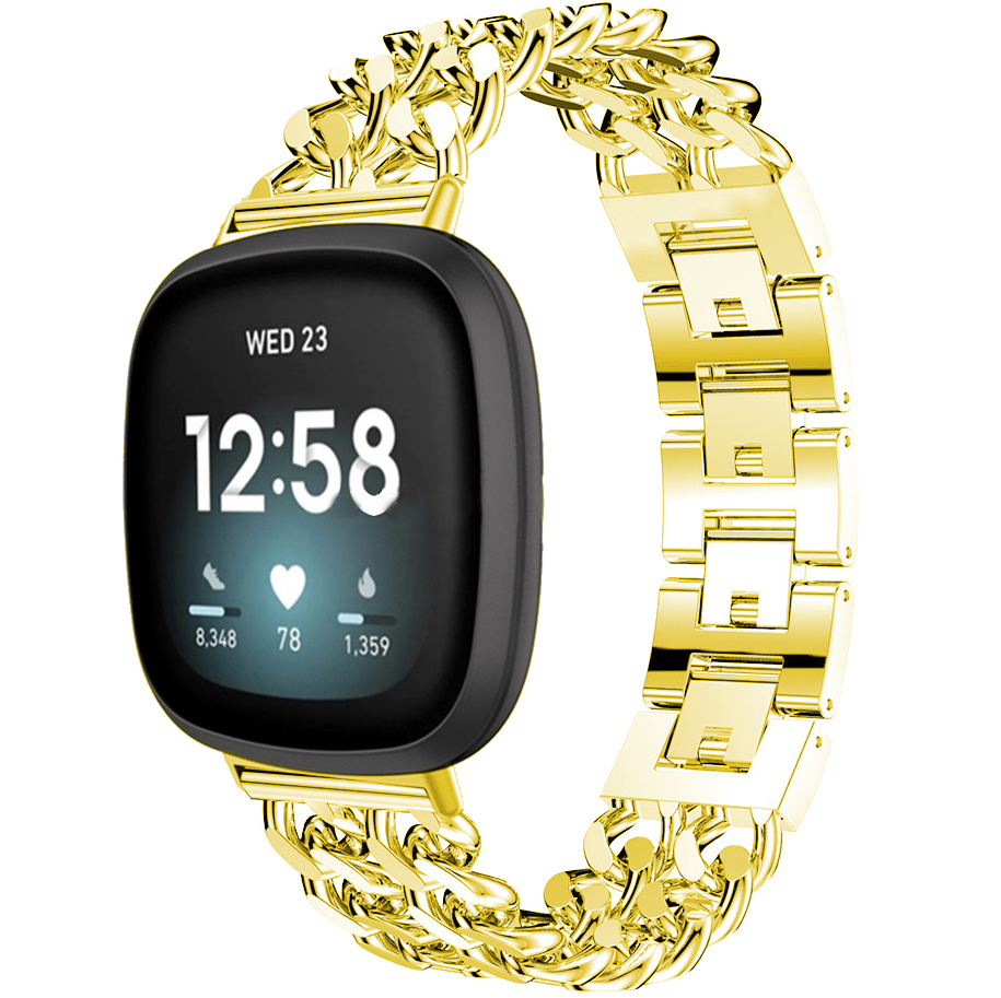 Fitbit Versa 3 / Sense cowboy stalen schakel band - goud