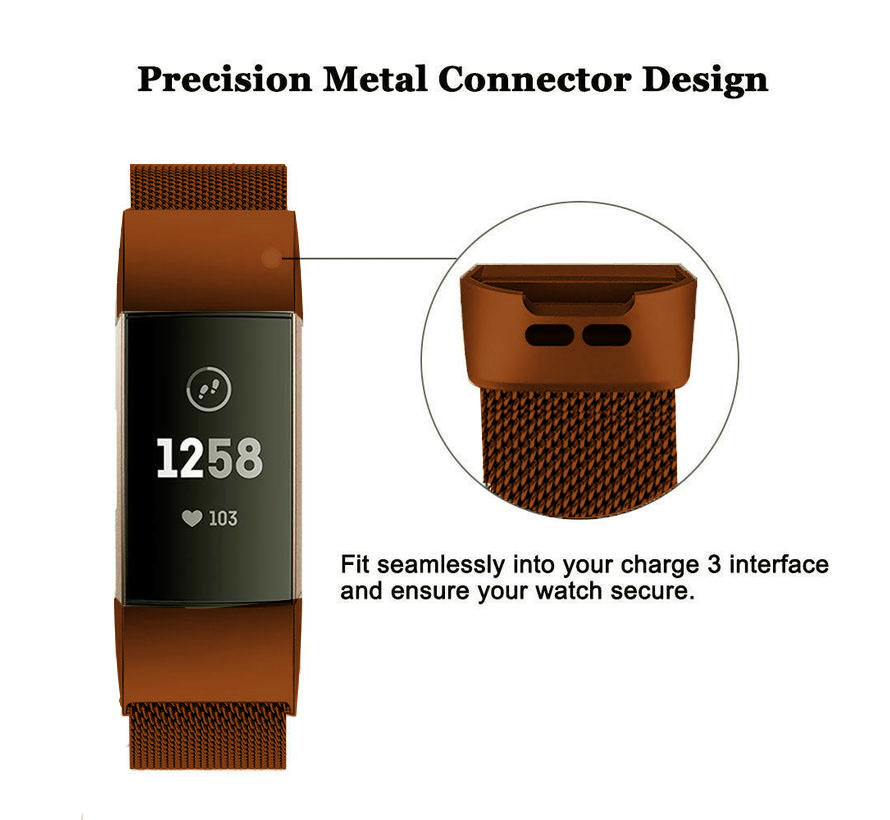 Fitbit Charge 3 & 4 milanese band - bruin