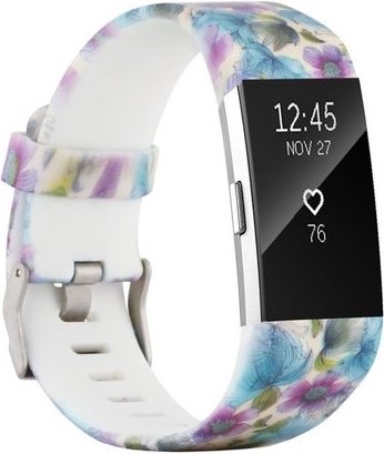 Fitbit Charge 2 print sport band - blauwe bloem