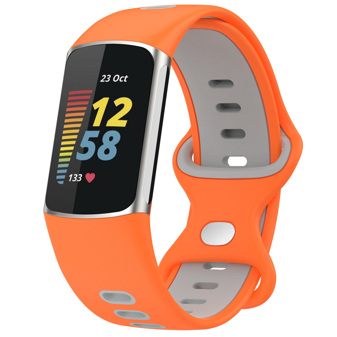 Fitbit Charge 5 dubbel sport band - oranje grijs