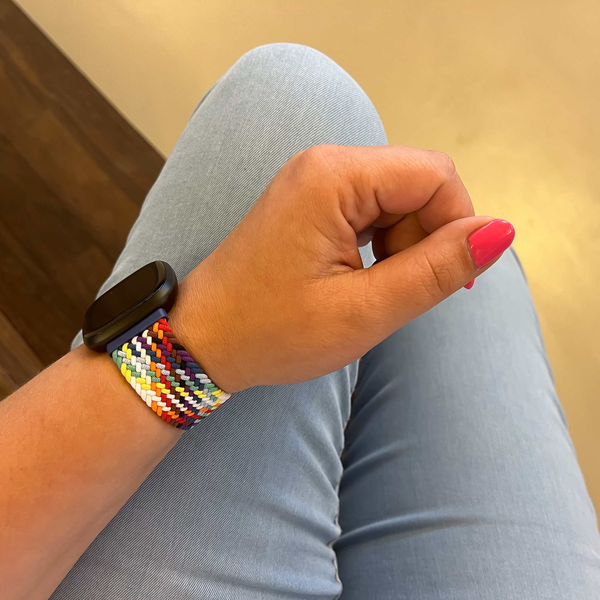 Fitbit Versa 3 / Sense nylon gevlochten solo band - kleurrijk fel