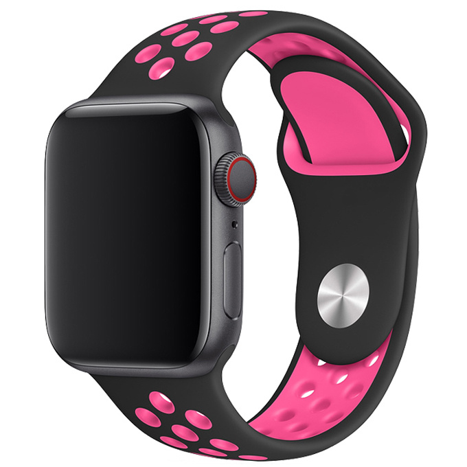 Apple Watch dubbel sport band - zwart roze Apple Watch dubbel sport band - zwart roze