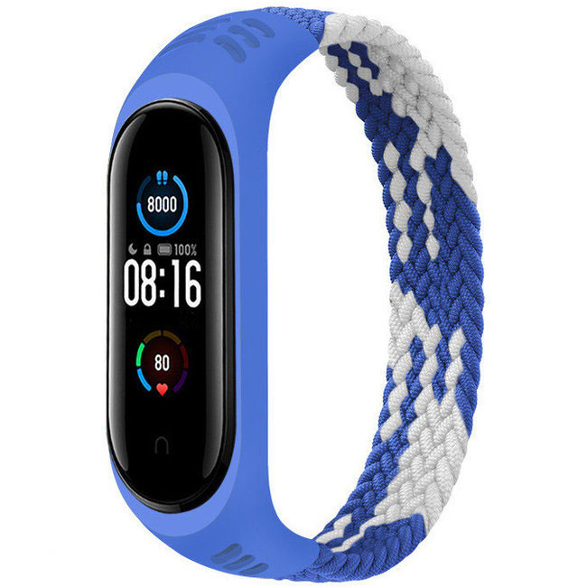 Xiaomi Mi 3/4/5/6 nylon gevlochten solo band - blauw wit