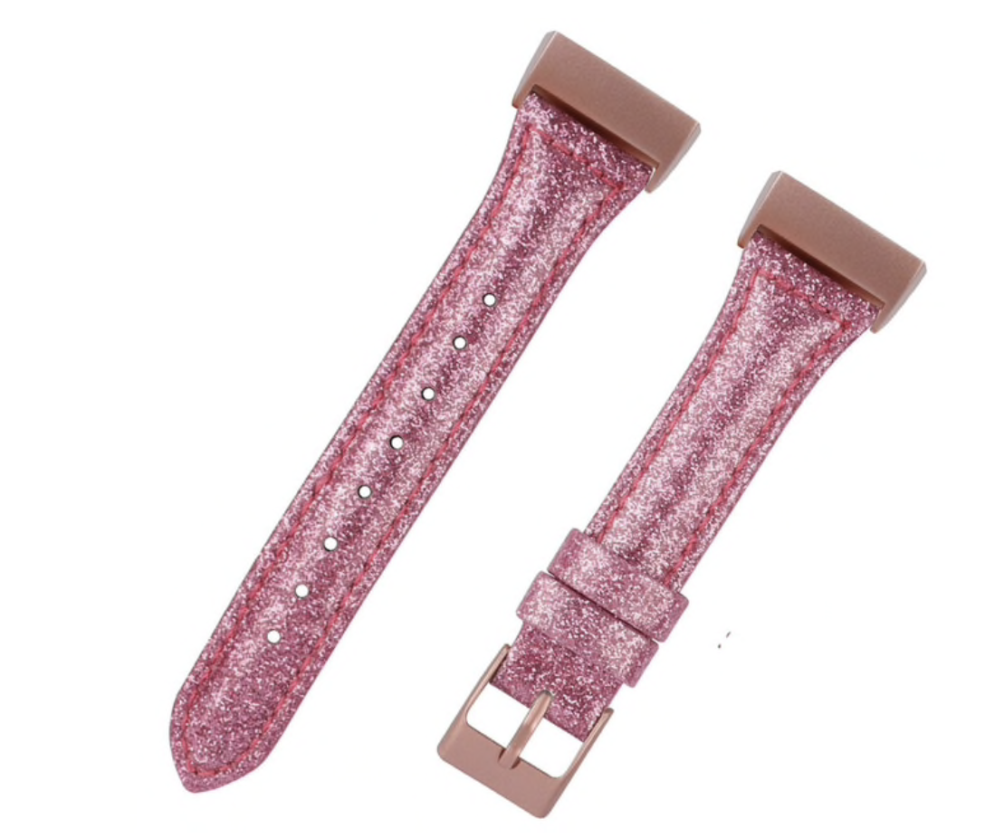 Fitbit Charge 3 & 4 leren glitter band - roze