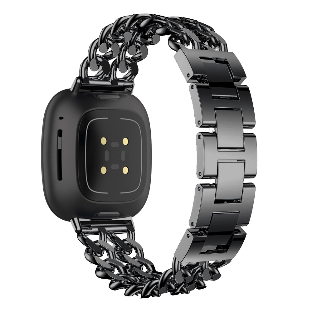 Fitbit Versa 3 / Sense cowboy stalen schakel band - zwart