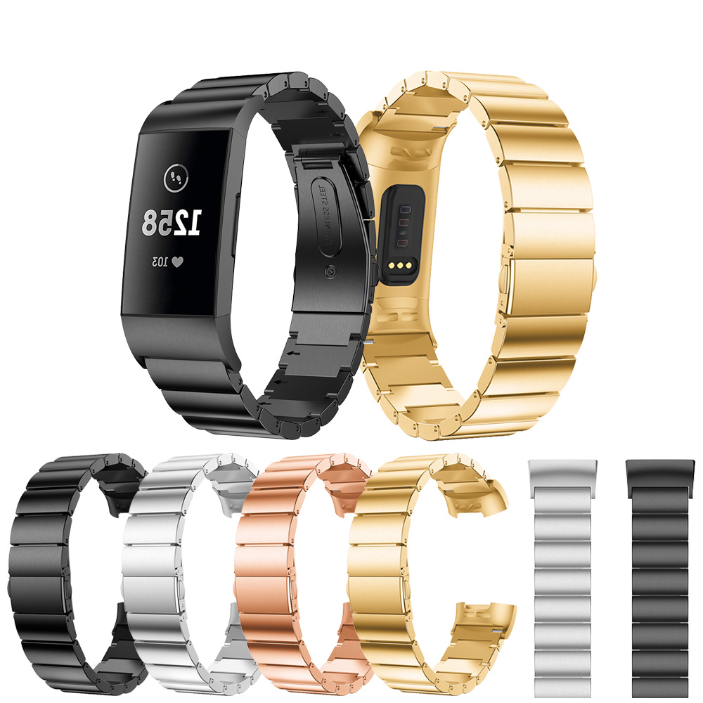 Fitbit Charge 3 & 4 stalen schakel band - goud