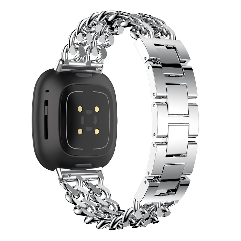 Fitbit Versa 3 / Sense cowboy stalen schakel band - zilver