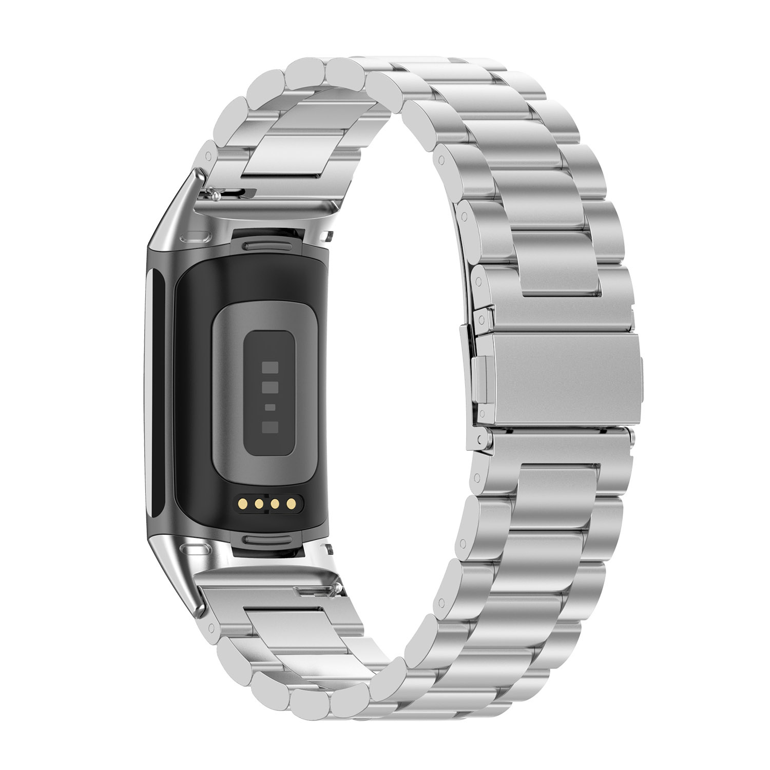 Fitbit Charge 5 kralen stalen schakel band - zilver