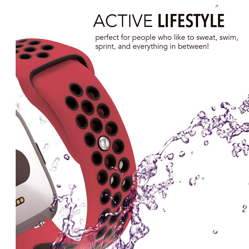 Fitbit Versa dubbel sport band - rood zwart