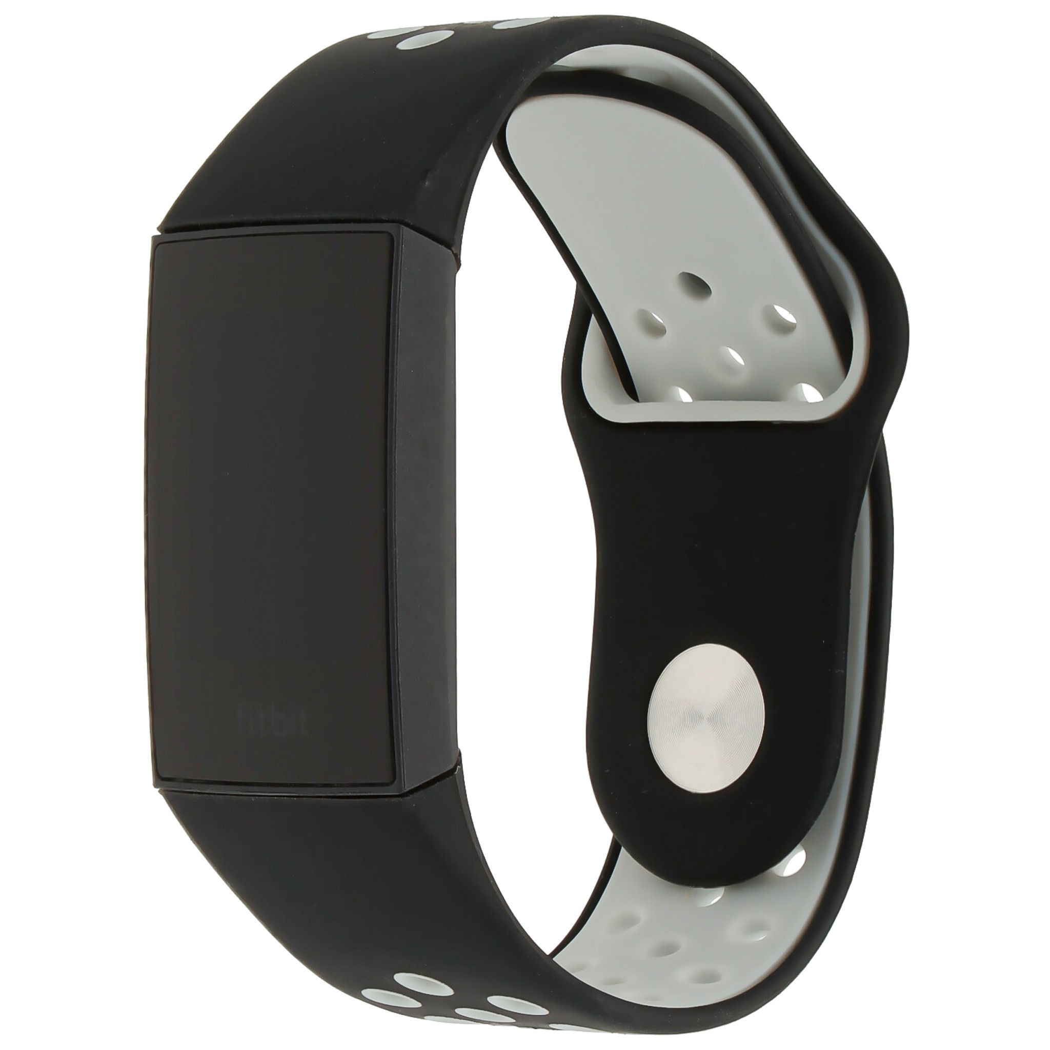 Fitbit Charge 3 & 4 dubbel sport band - zwart wit