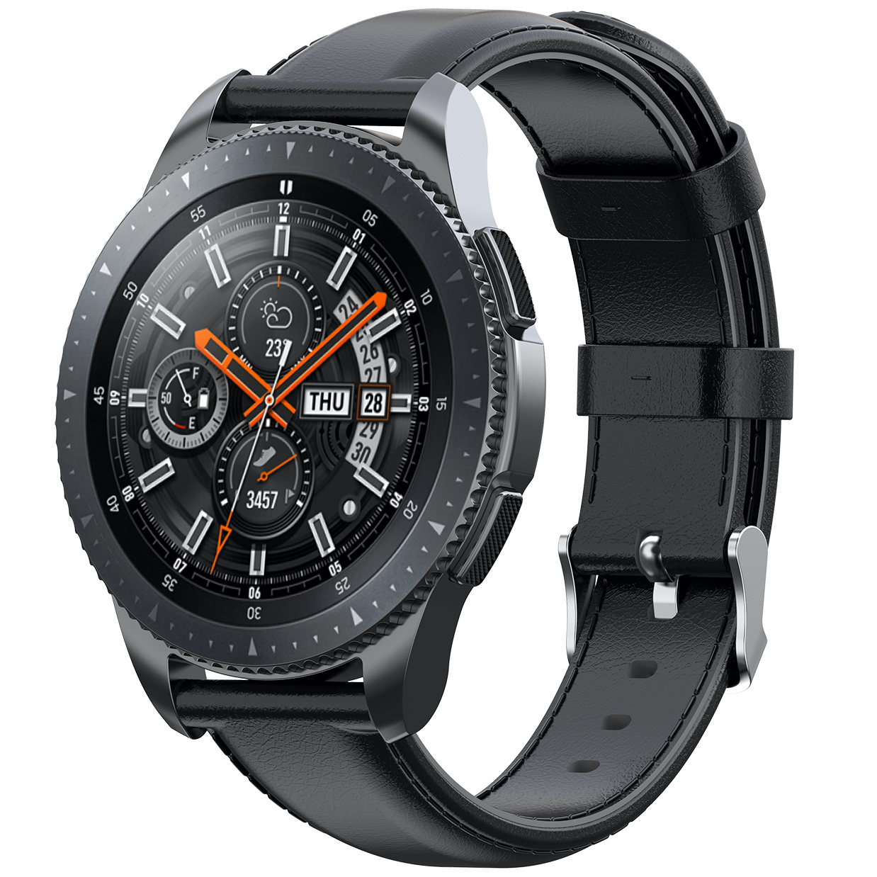 Garmin Vivoactive / Vivomove leren band - zwart
