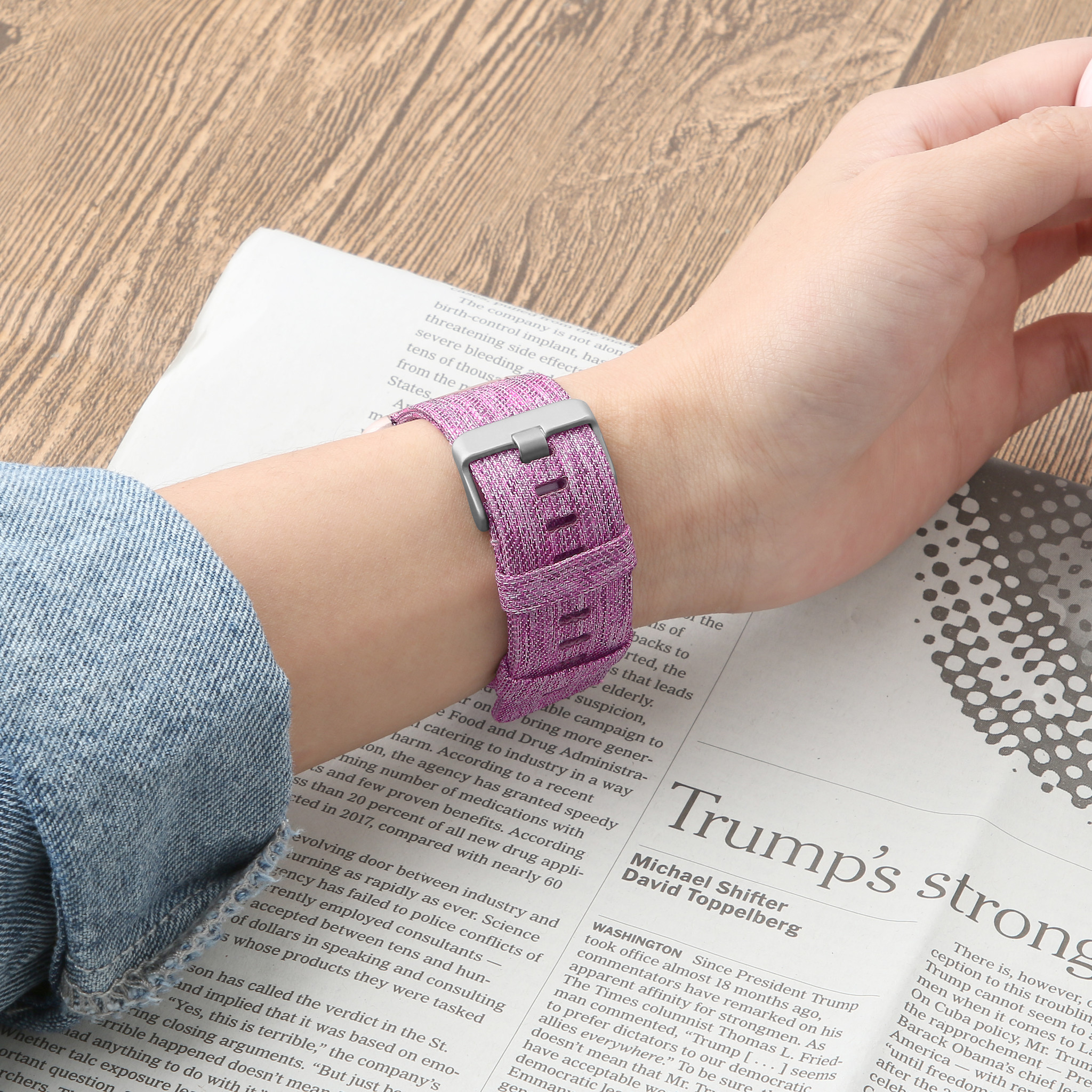 Fitbit Versa nylon gesp band - paars