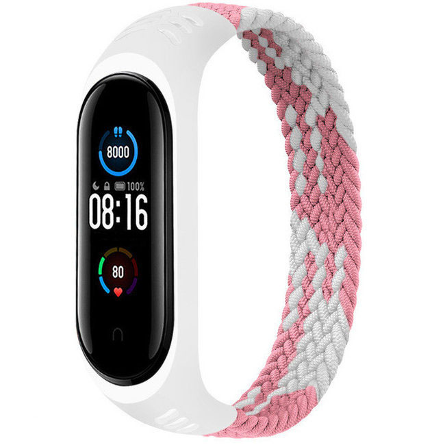 Xiaomi Mi 3/4/5/6 nylon gevlochten solo band - roze wit