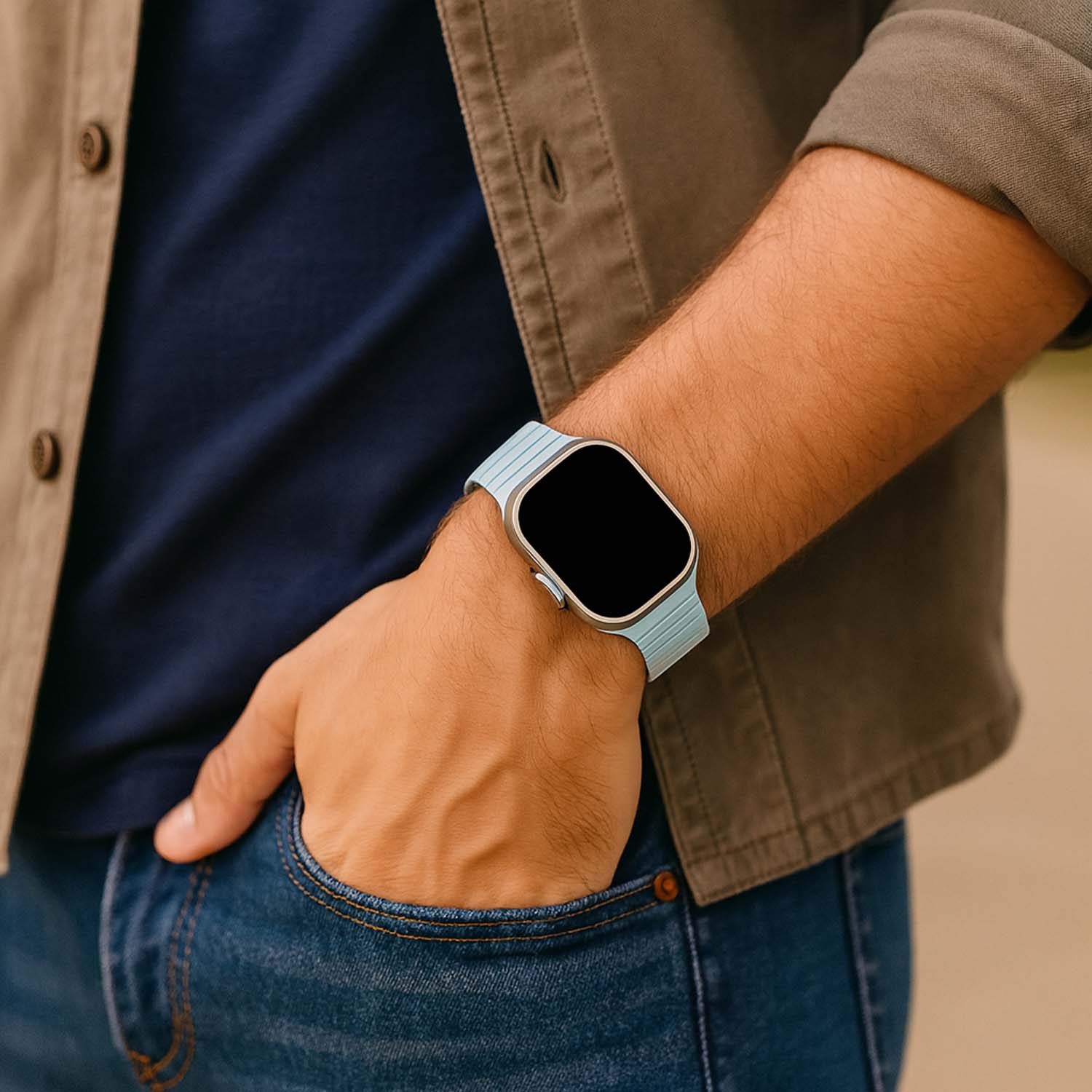 Apple Watch band Vetra – siliconen – lichtblauw