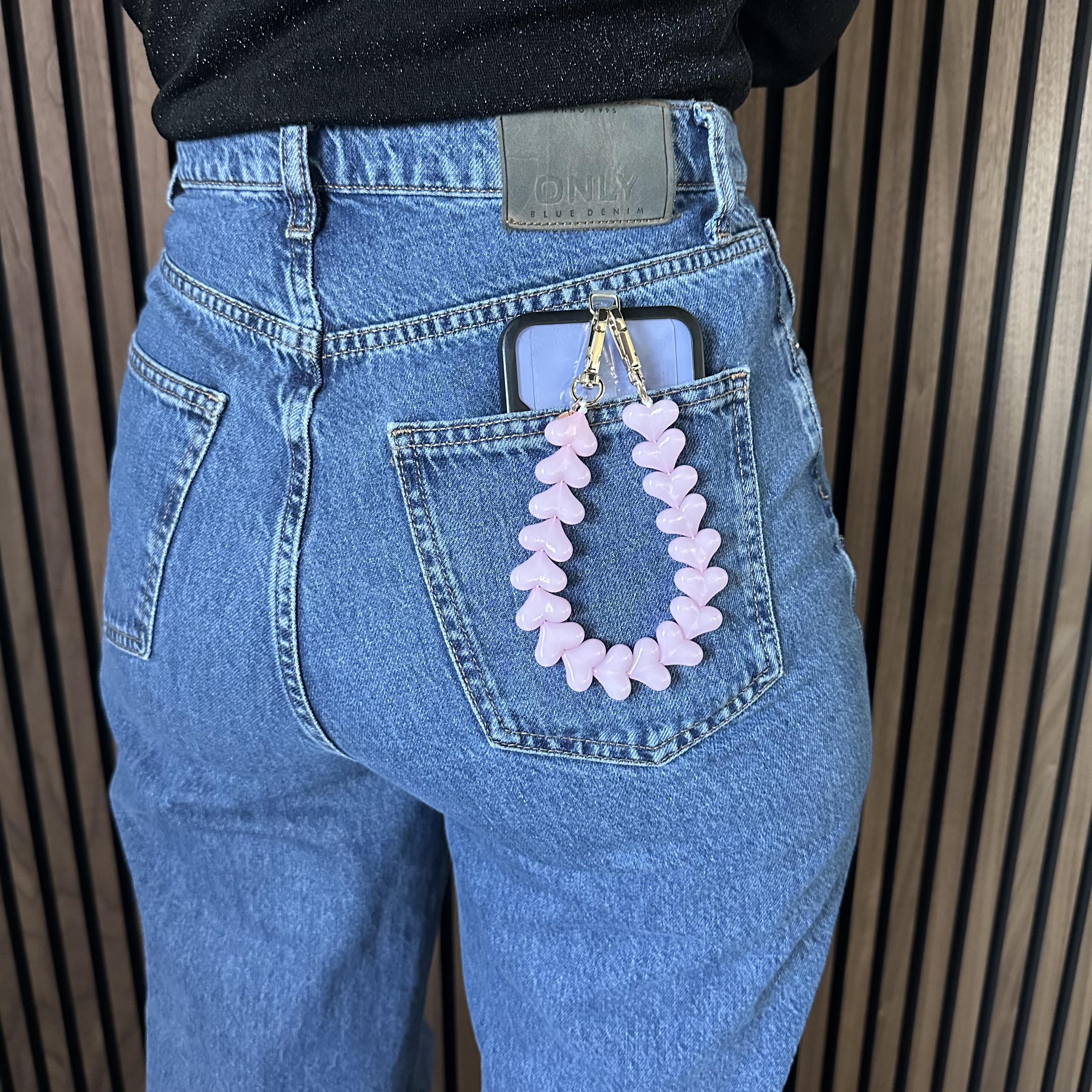 Telefoonkoord Heart - paars - goud