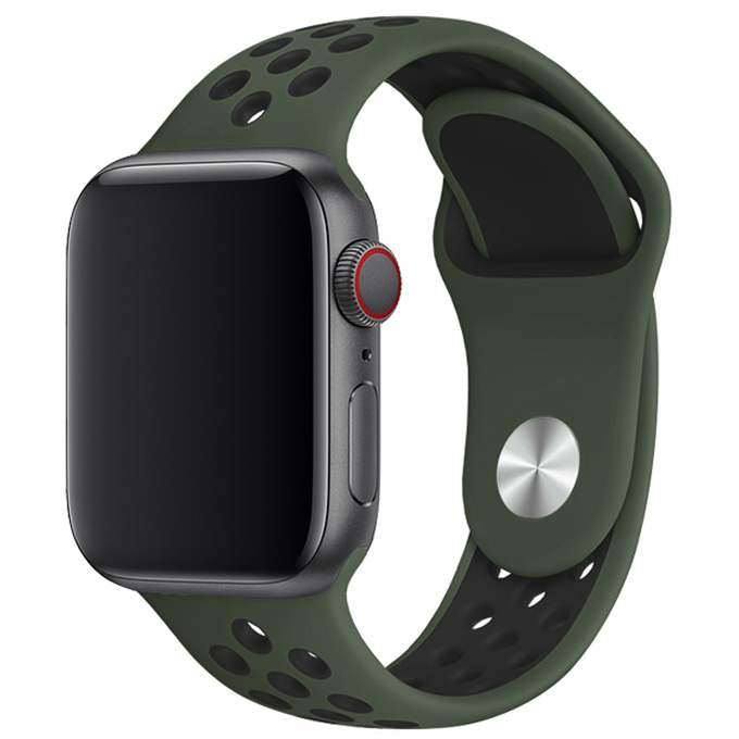 Apple Watch dubbel sport band army groen zwart