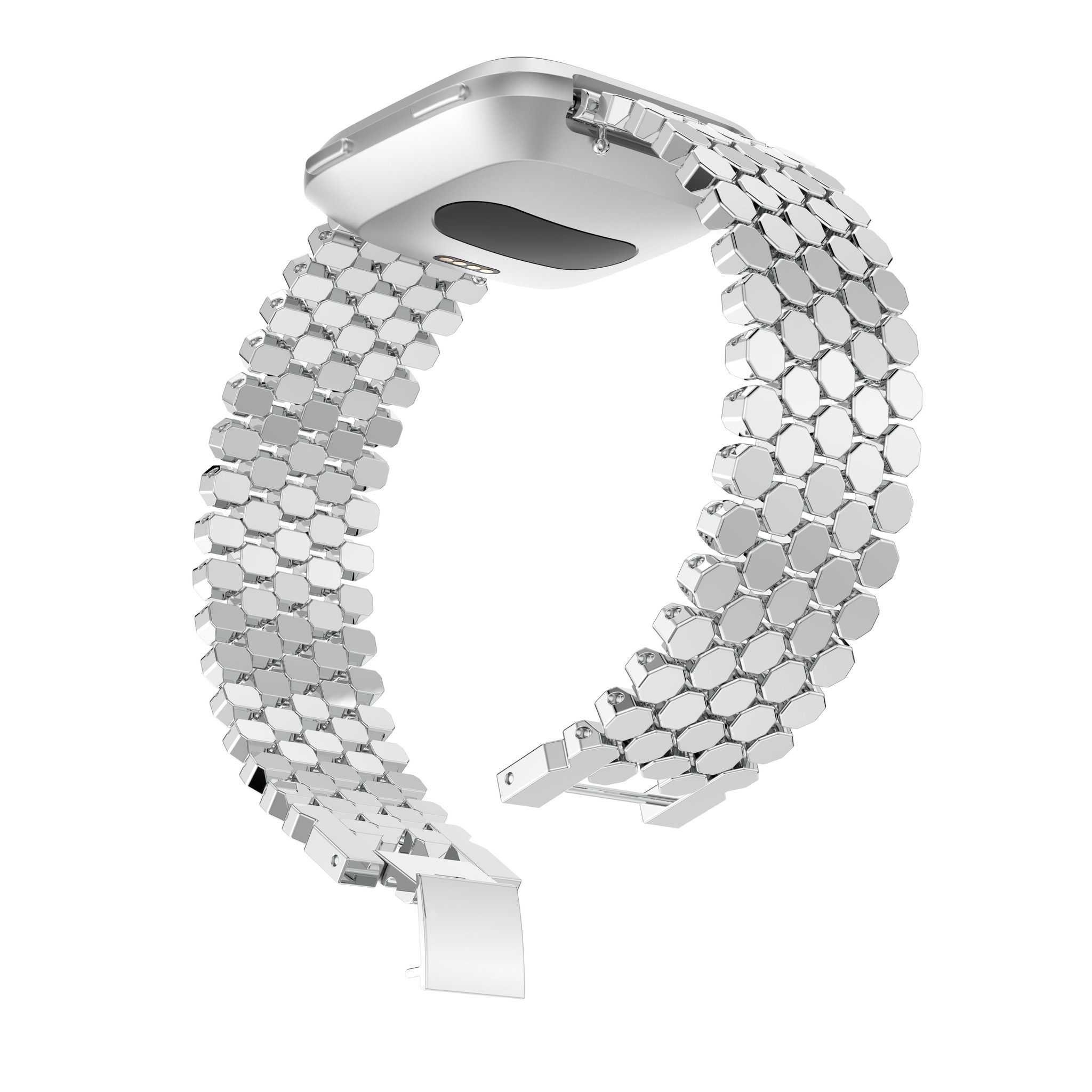 Fitbit Versa vis stalen schakel band - zilver