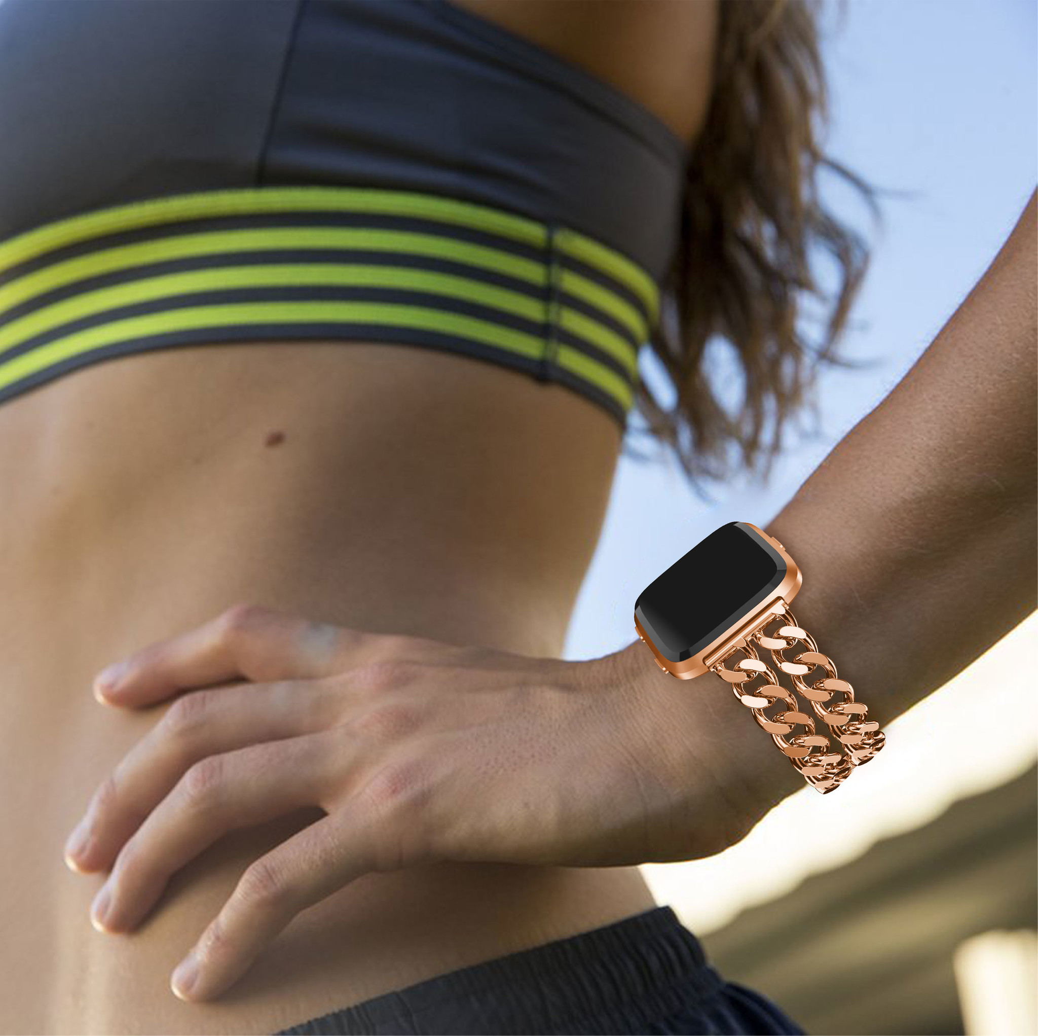 Fitbit Versa cowboy stalen schakel band - rose goud