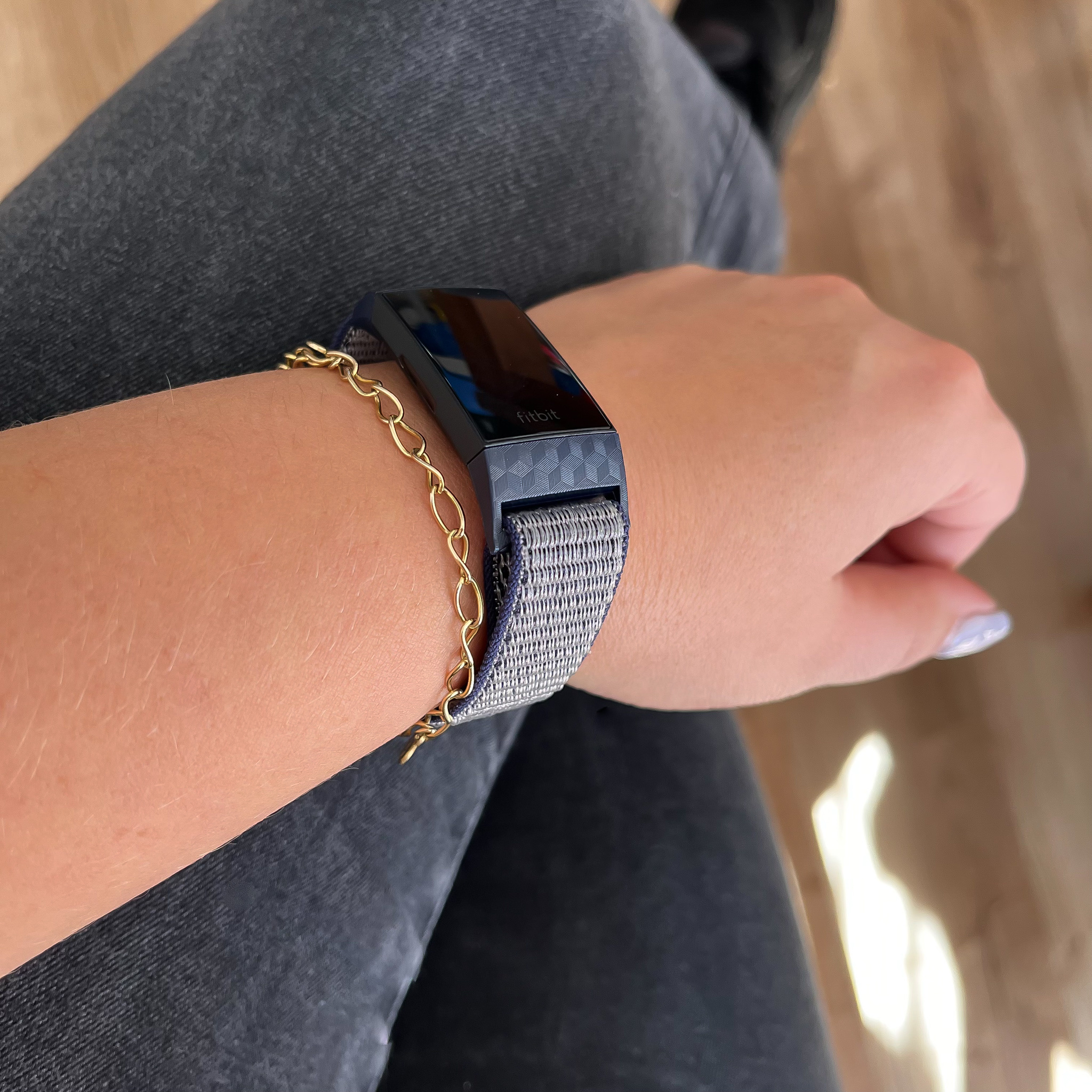 Fitbit Charge 3 & 4 nylon band - middernacht blauw
