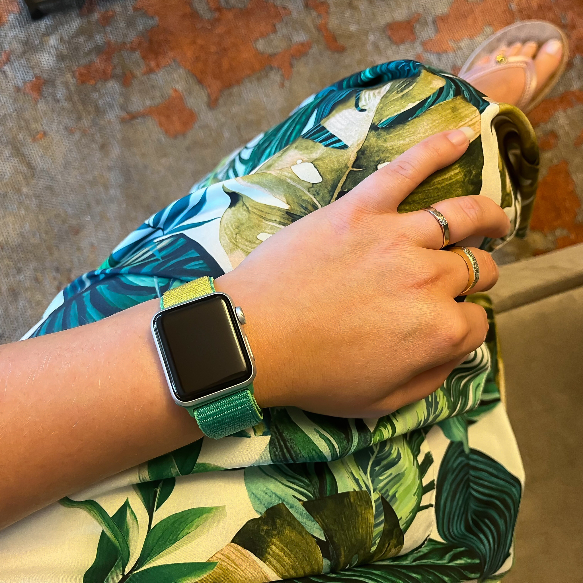 Apple Watch nylon geweven sport band  - groen geel