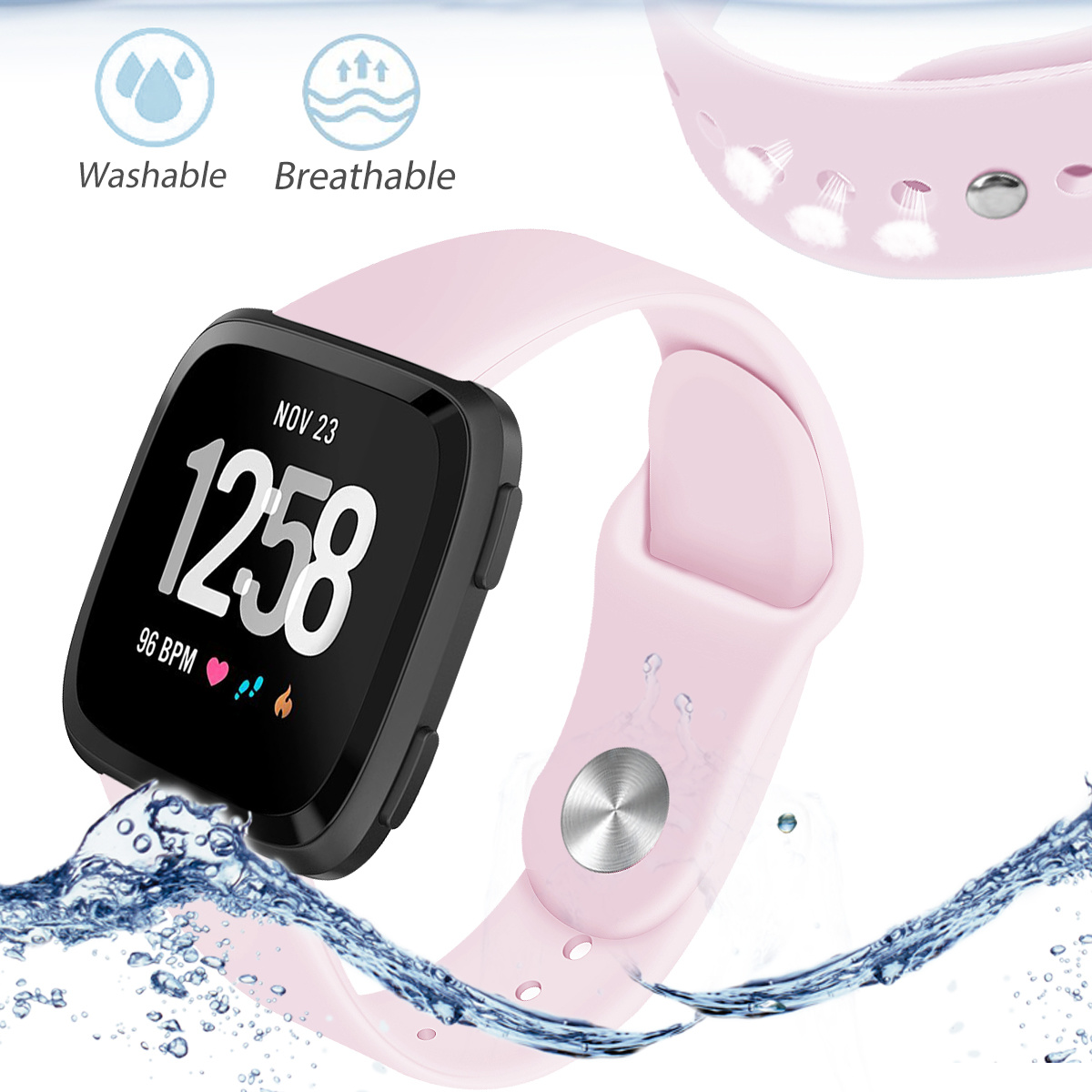 Fitbit Versa siliconen sport band - roze