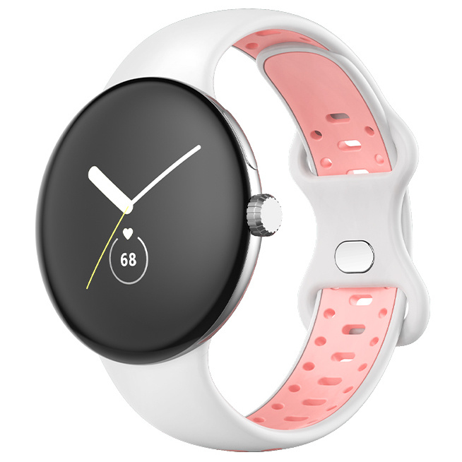 Google Pixel Watch dubbel sport band - wit roze