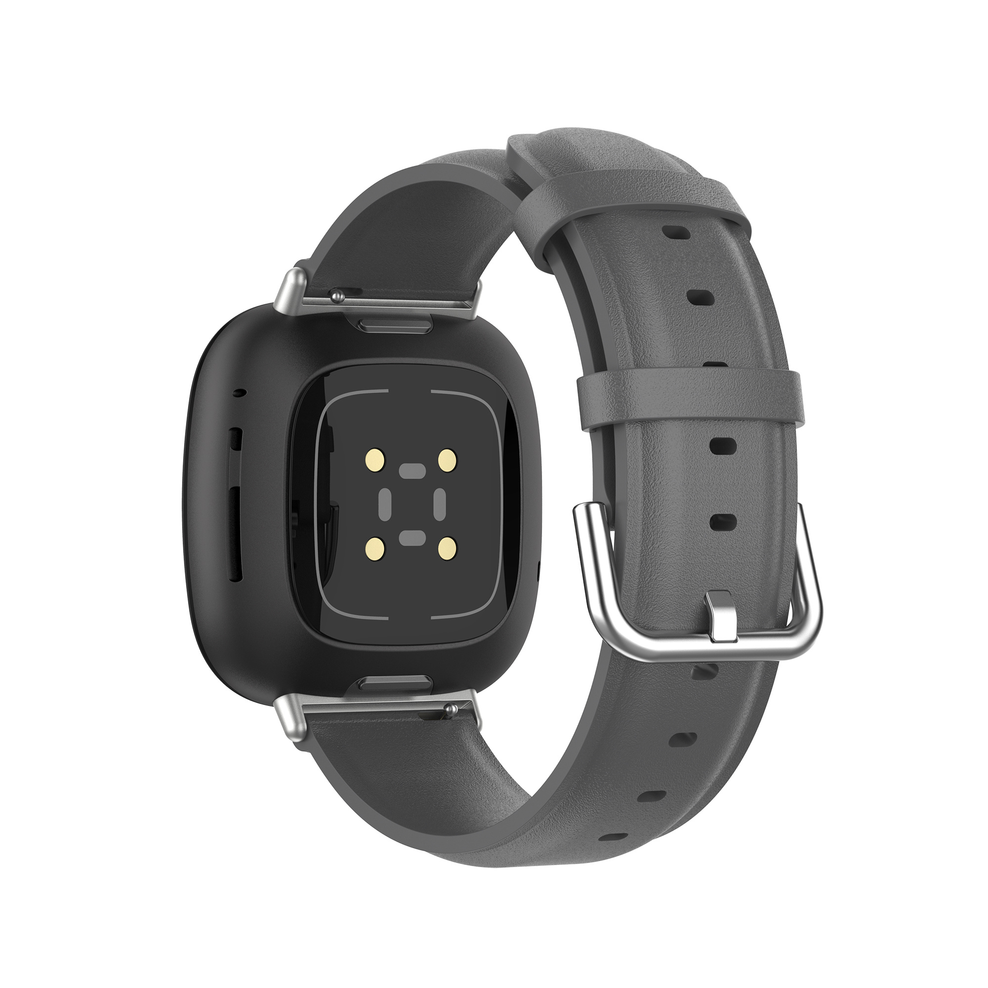 Fitbit Versa 3 / Sense leren band - grijs