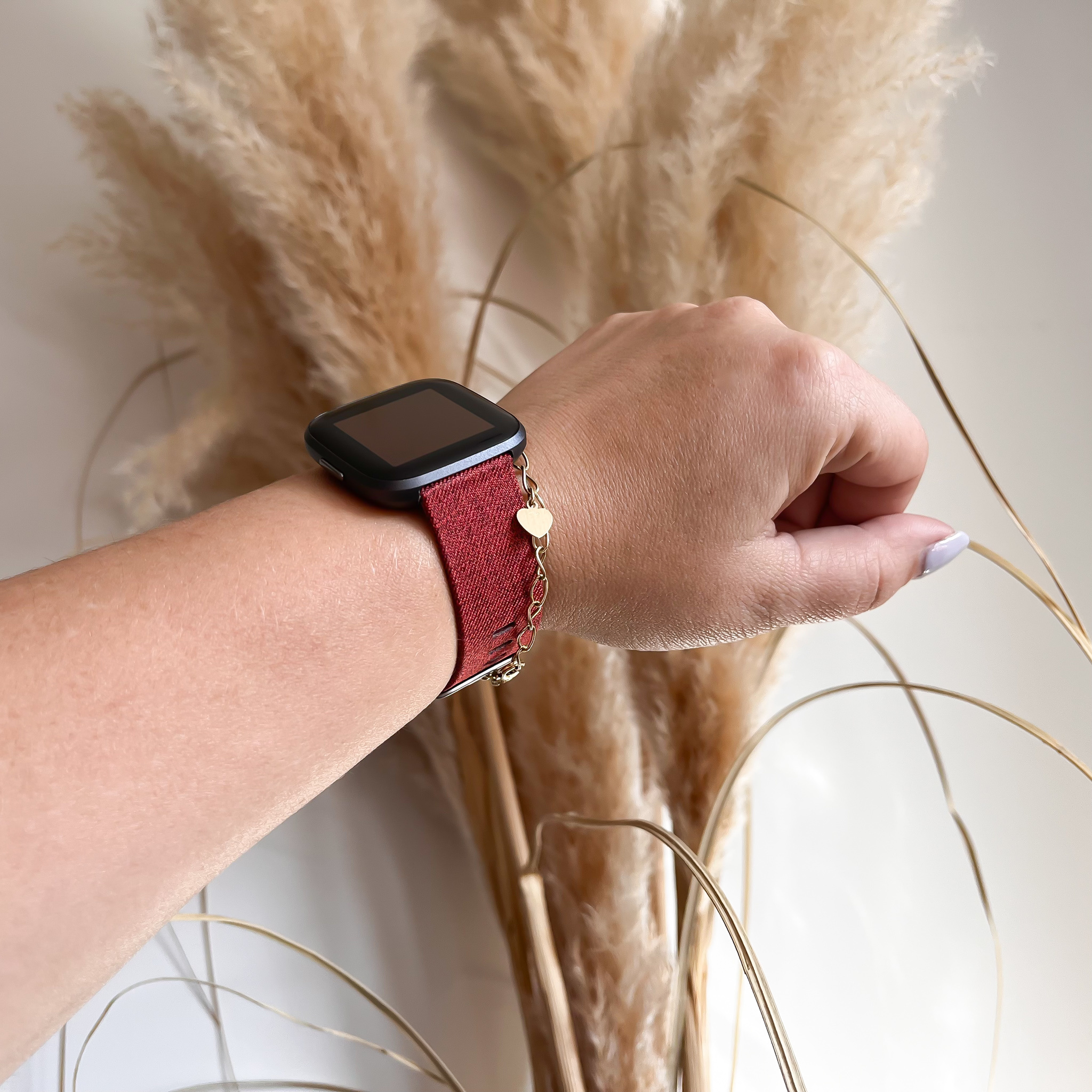 Fitbit Versa nylon gesp band - rood