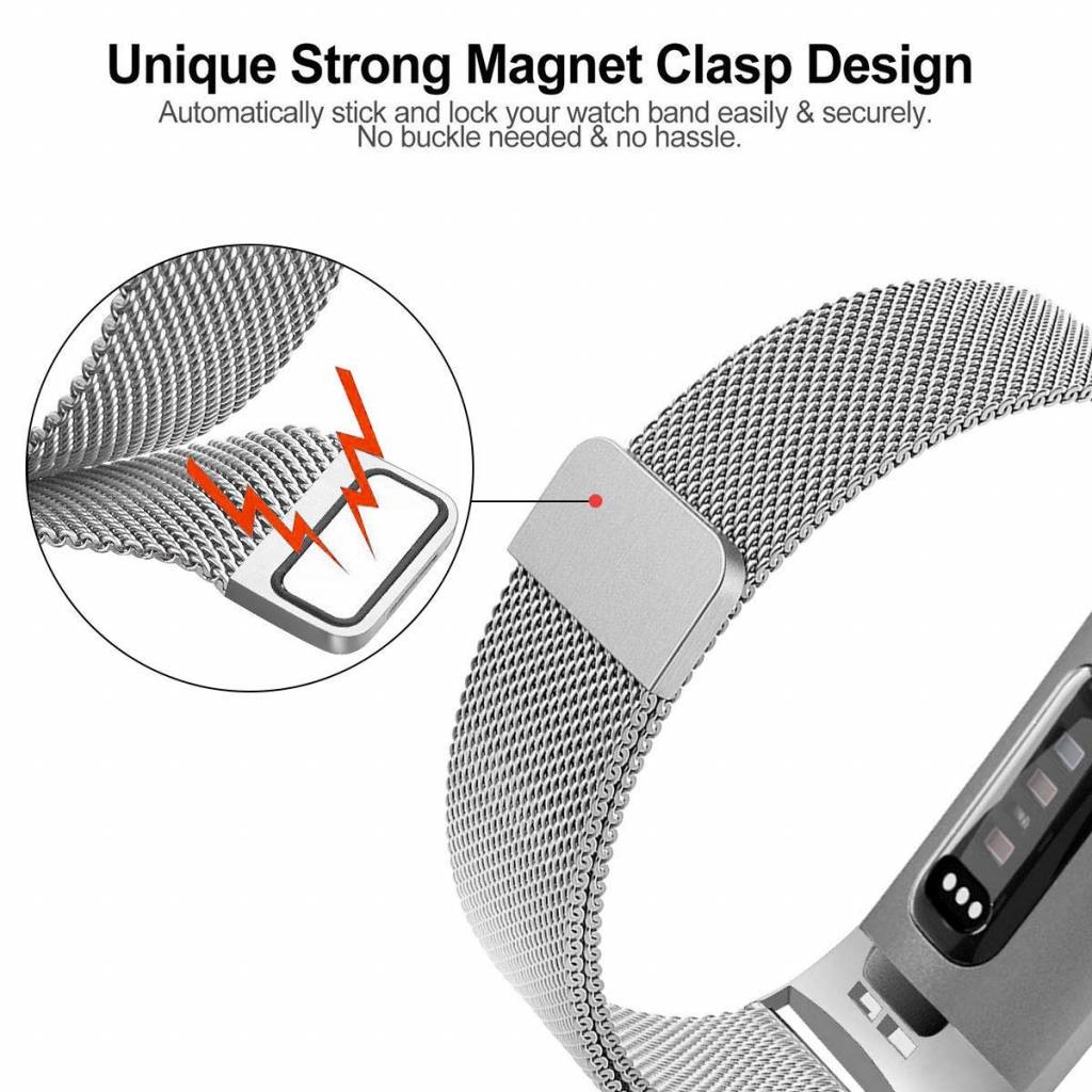 Fitbit Charge 3 & 4 milanese band - zilver