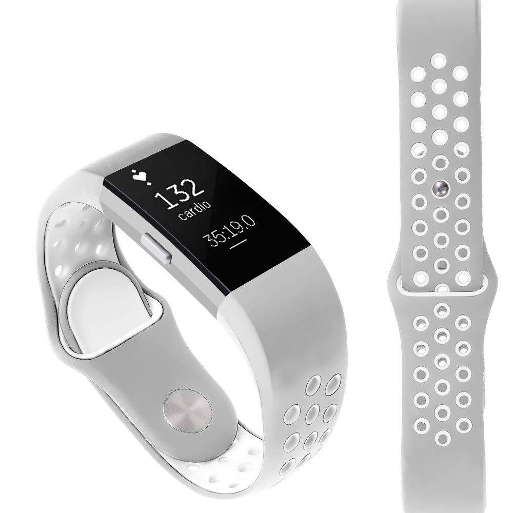Fitbit Charge 2 dubbel sport band - grijs wit