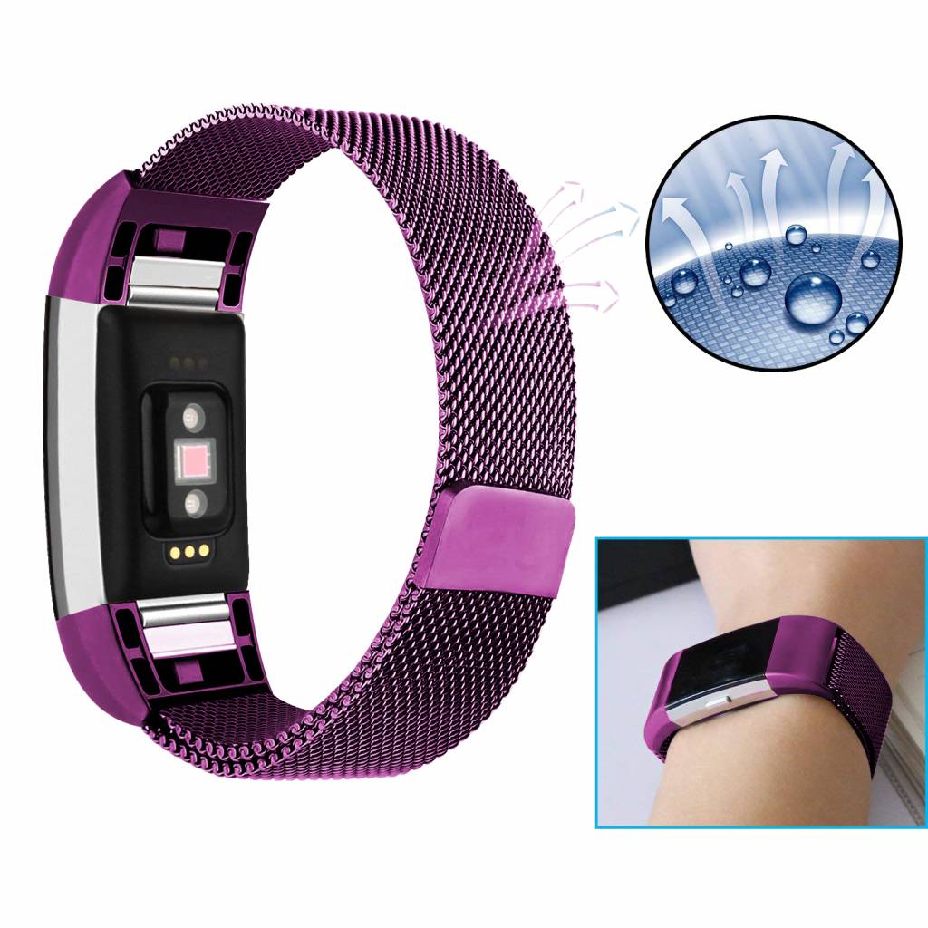 Fitbit Charge 2 milanese band - paars