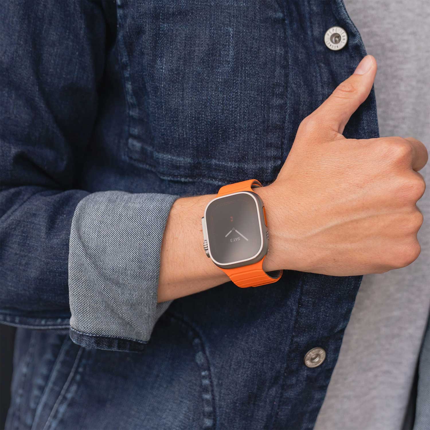 Apple Watch band Vetra – siliconen – oranje grijs