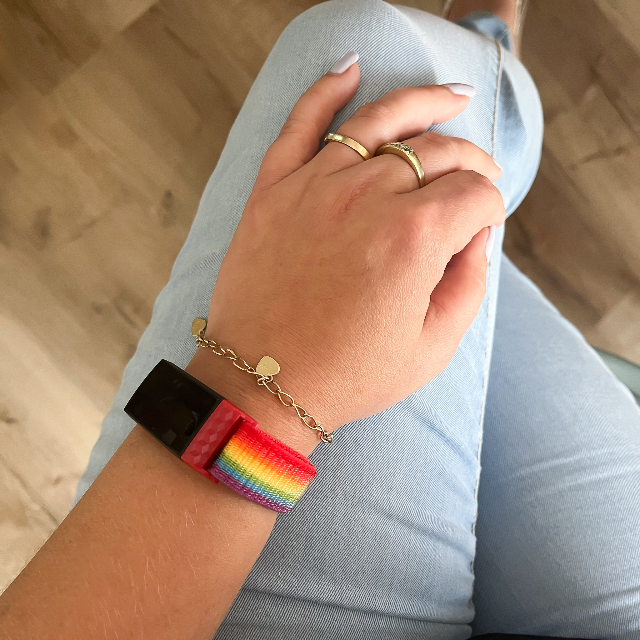 Fitbit Charge 3 & 4 nylon band - regenboog