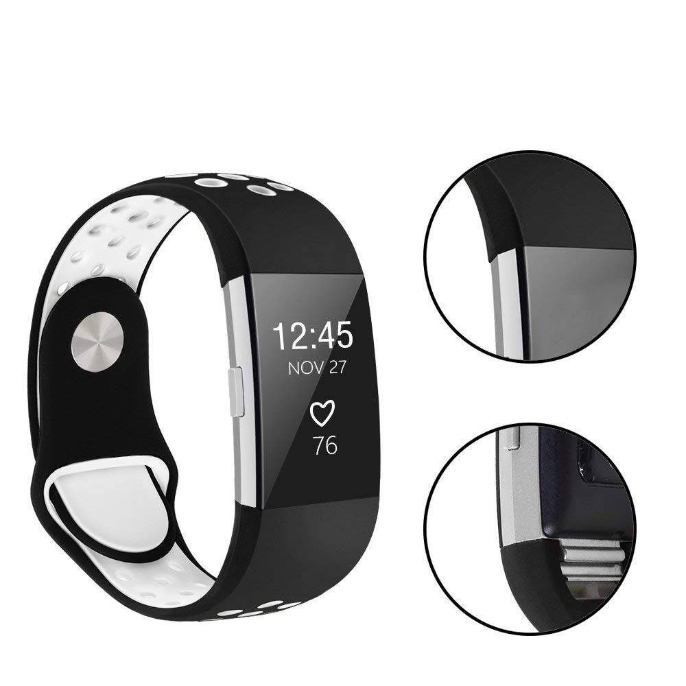 Fitbit Charge 2 dubbel sport band - zwart wit