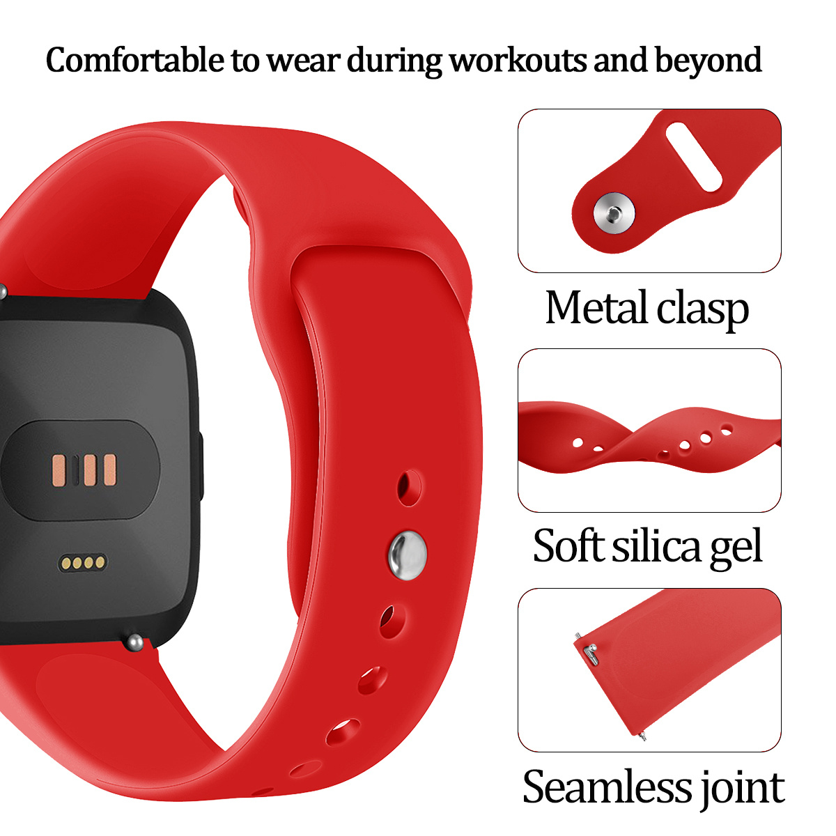 Fitbit Versa siliconen sport band - rood
