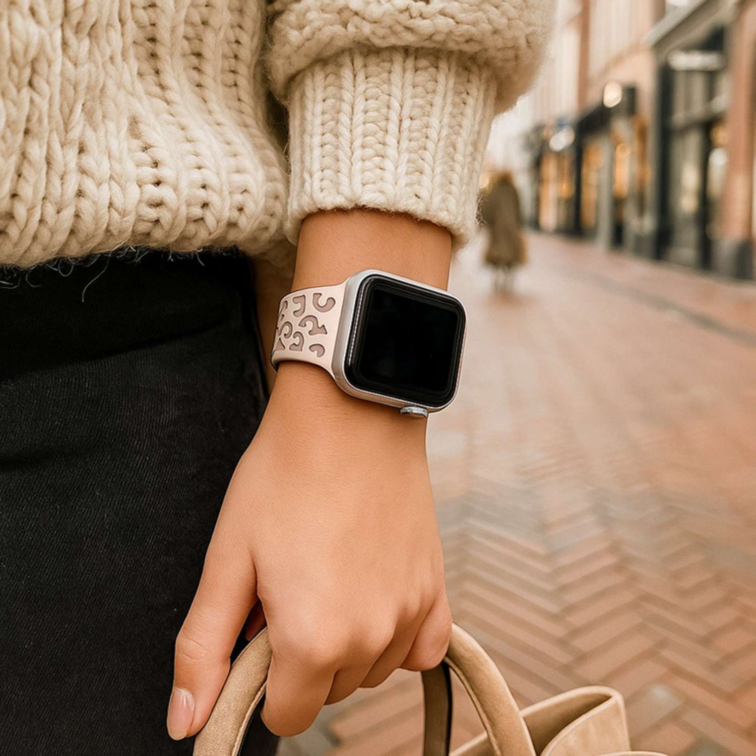 Apple Watch silicone luipaard Wild band -  Sterrenlicht Roze  - 7440850314361 - 123watches4