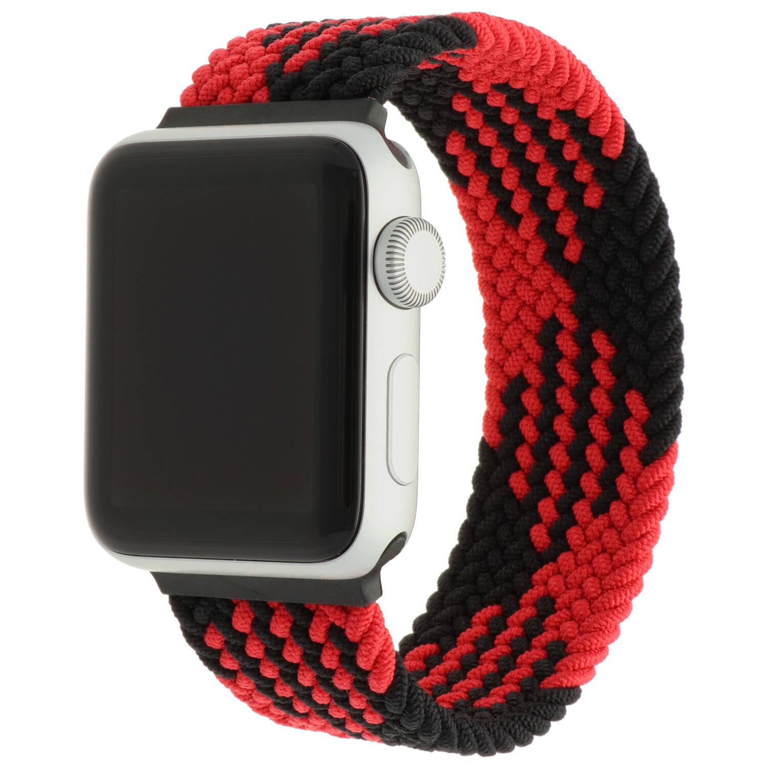 Apple Watch Nylon Gevlochten Solo Band - Rood Zwart