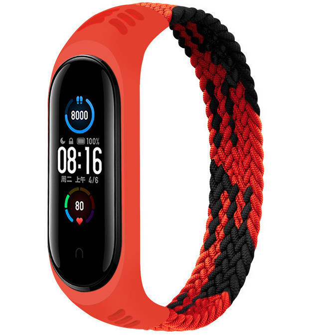 Xiaomi Mi 3/4/5/6 nylon gevlochten solo band - rood zwart