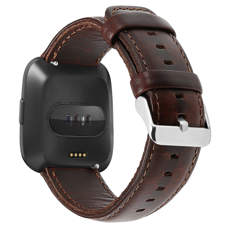 Fitbit Versa genuine leren band - donkerbruin