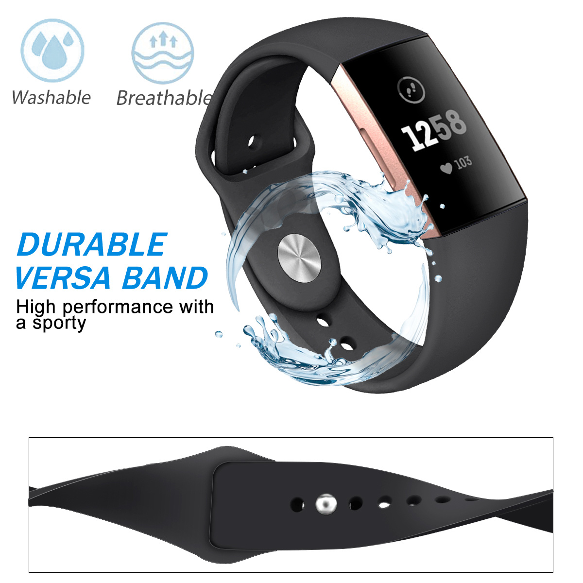 Fitbit Charge 3 & 4 sport band - zwart