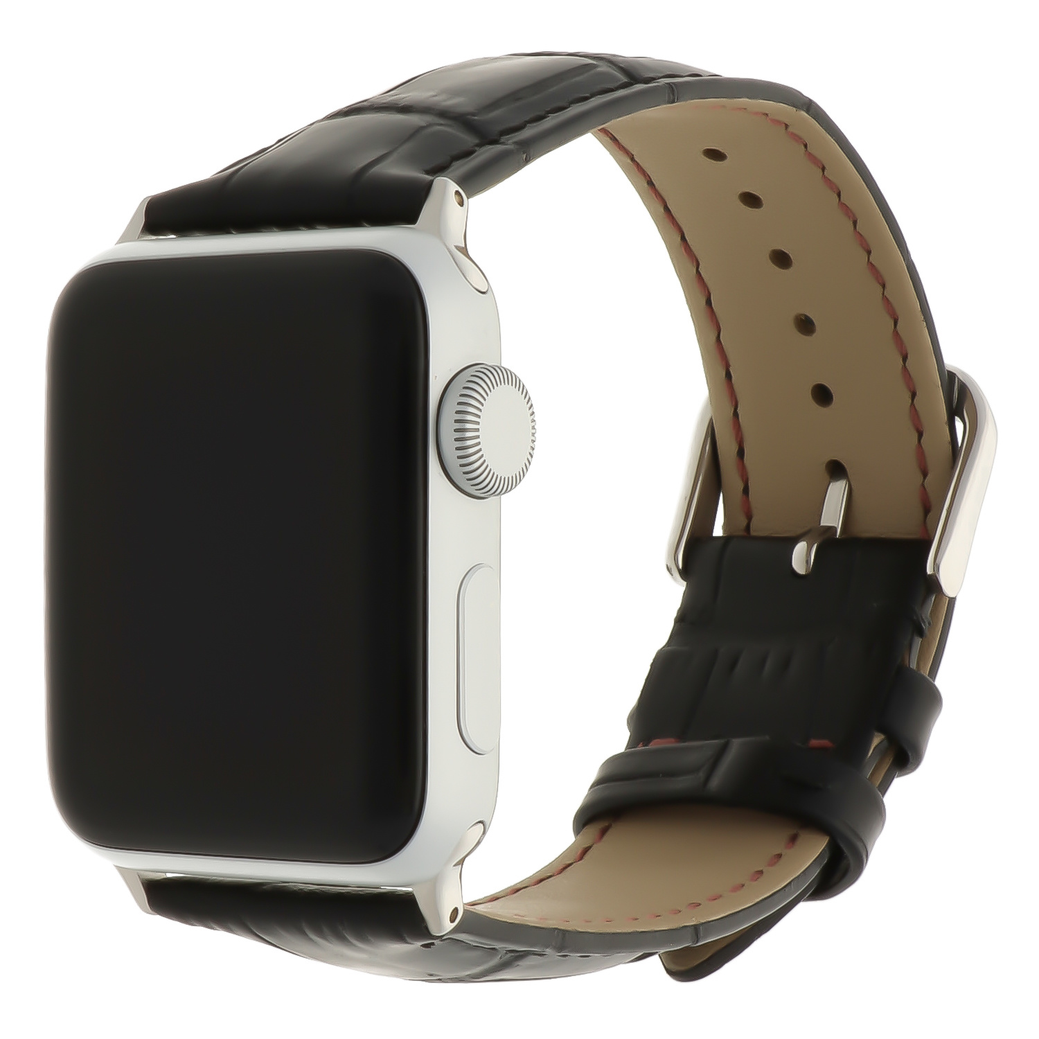 Apple Watch leren krokodillen band - zwart
