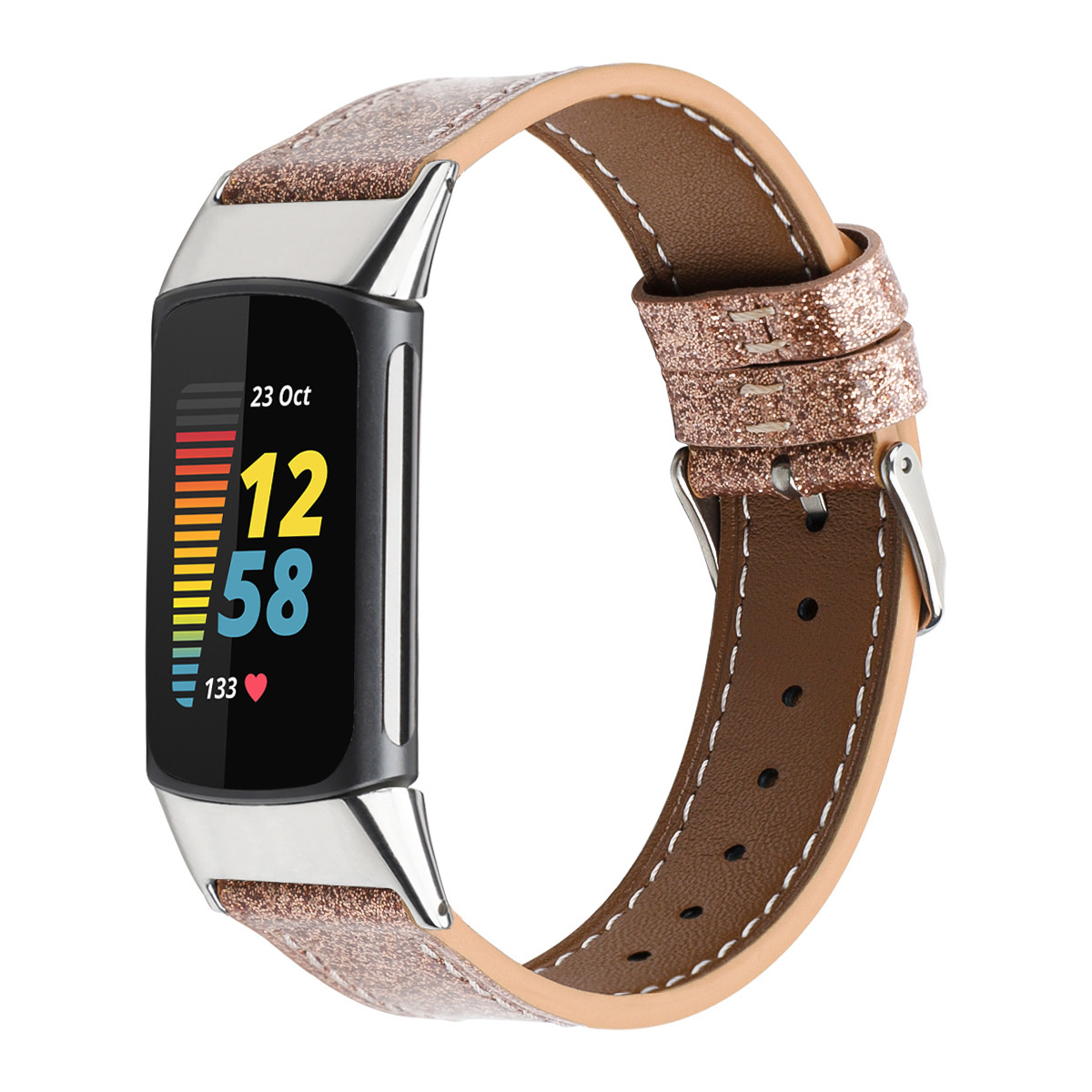 Fitbit Charge 5 leren band - rose goud