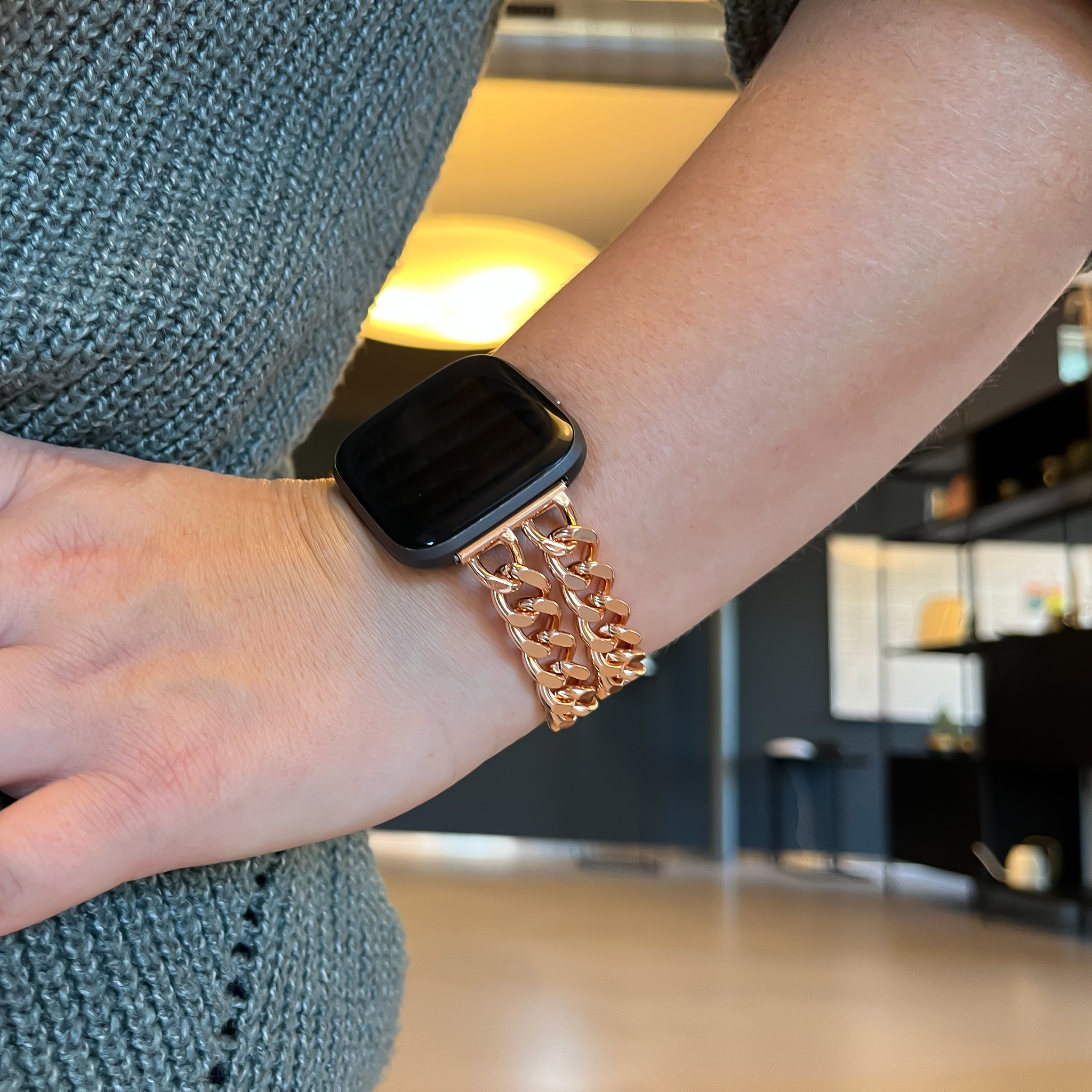 Fitbit Versa cowboy stalen schakel band - rose goud