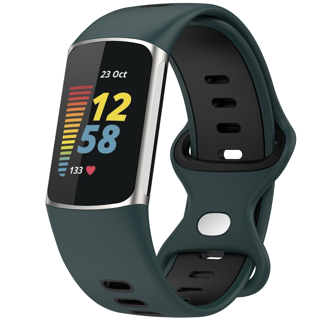 Fitbit Charge 5 dubbel sport band - groen zwart