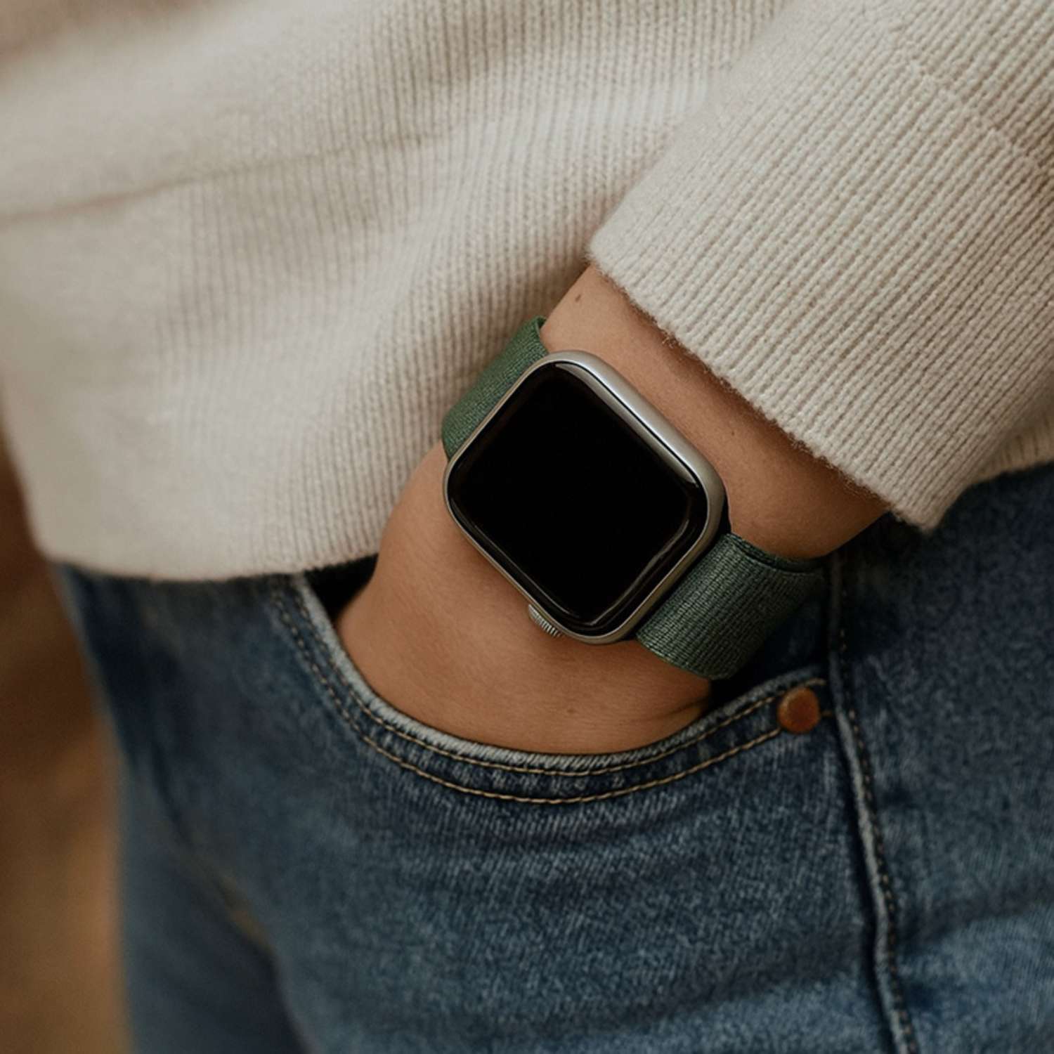 Apple Watch bandje Flyne - geweven - nylon - blauwgroen