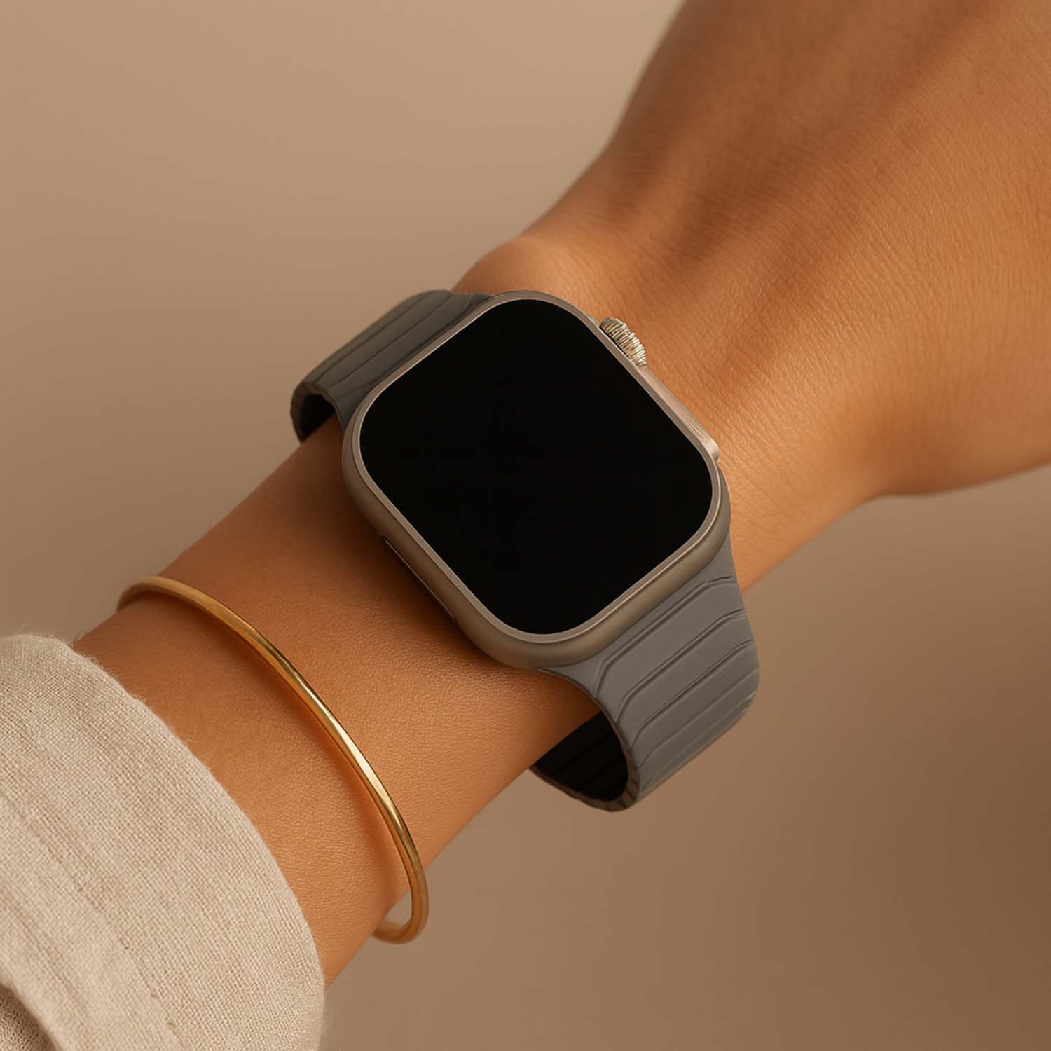 Apple Watch band Vetra – siliconen – grijs zwart