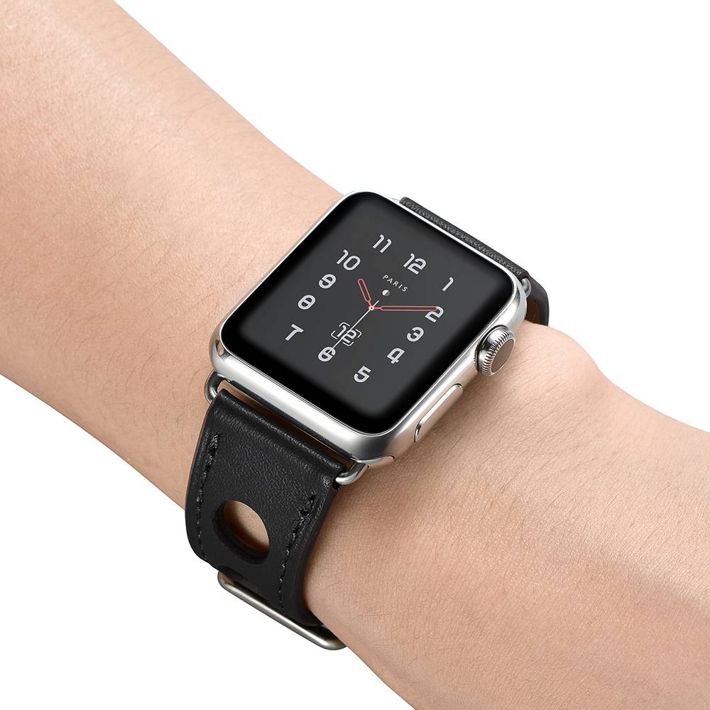 Apple Watch leren hermes band - zwart