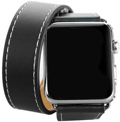 Apple Watch leren long loop band - zwart