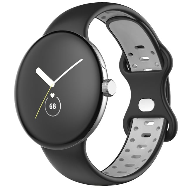 Google Pixel Watch dubbel sport band - zwart grijs
