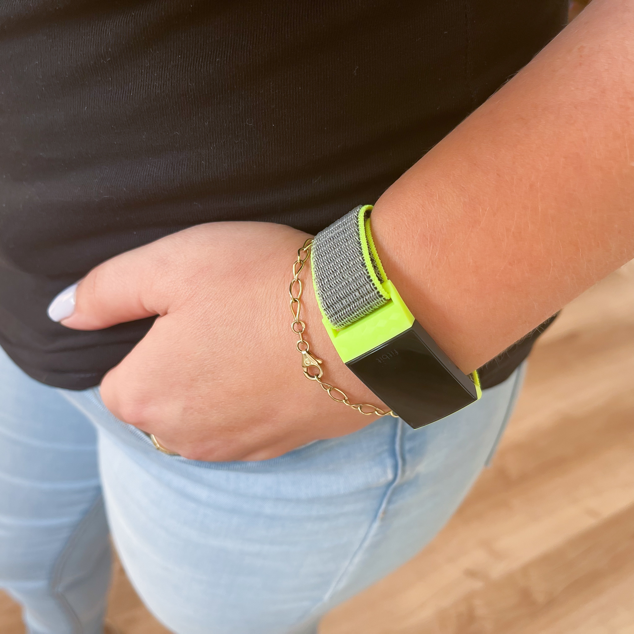 Fitbit Charge 3 & 4 nylon band - fel geel